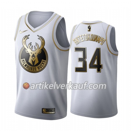 NBA Milwaukee Bucks Trikot Giannis Antetokounmpo 34 Nike 2019-2020 Weiß Golden Edition Swingman - Herren